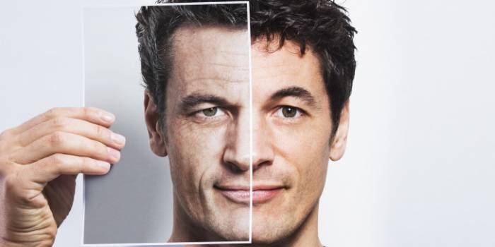 Мужчина до и после использования крема от морщин
