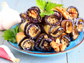 Баклажаны с орехами - пошаговые рецепты приготовления с чесноком, зеленью, гранатами или помидорами